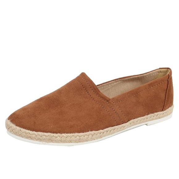 Shoes - Chestnut faux suede espadrille slip on loafer